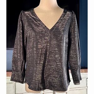 Anthropologie Rode Cassidy Shimmer Blouse Grey NWT New M